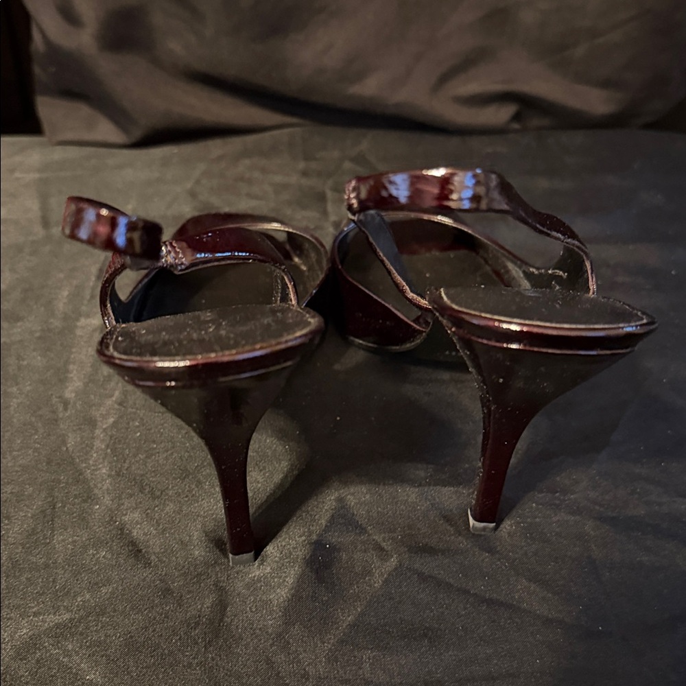 Nine West Dark Wine Peep Toe Slingback Heels - Picture 4 of 6